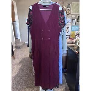 Vintage Hunt Club corduroy jumper dress in a rich burgundy tone.